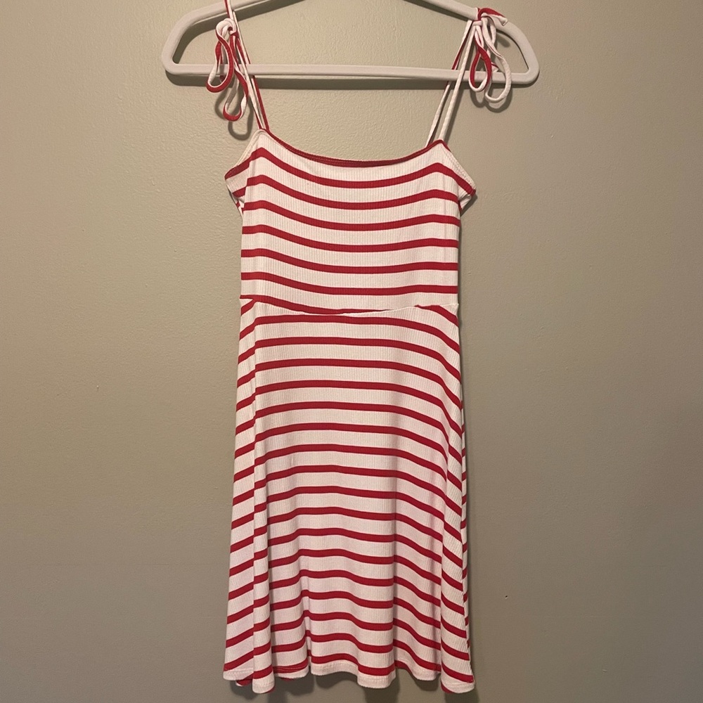 Red and white stripe dress